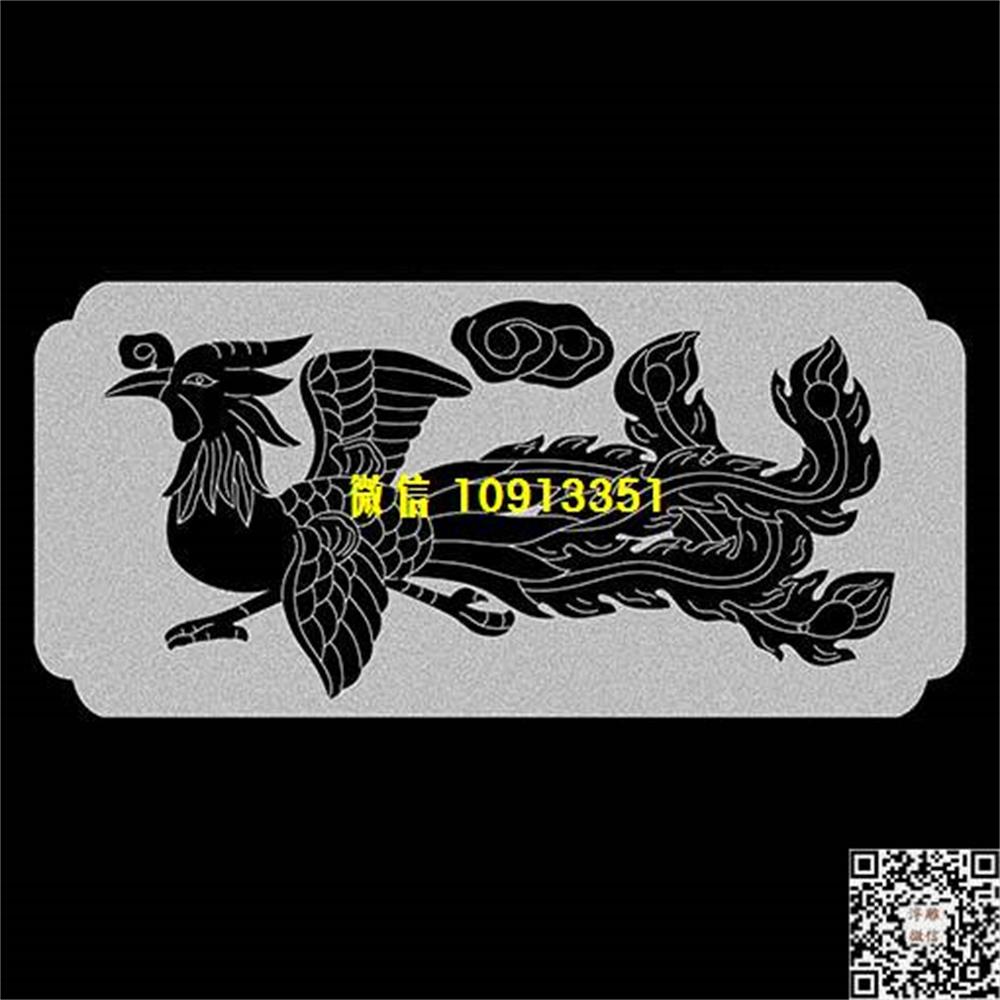 精雕图207凤凰栏板精雕图线雕图线条图单线铣底图_电脑雕刻plt文泰矢量图精雕图浮雕图